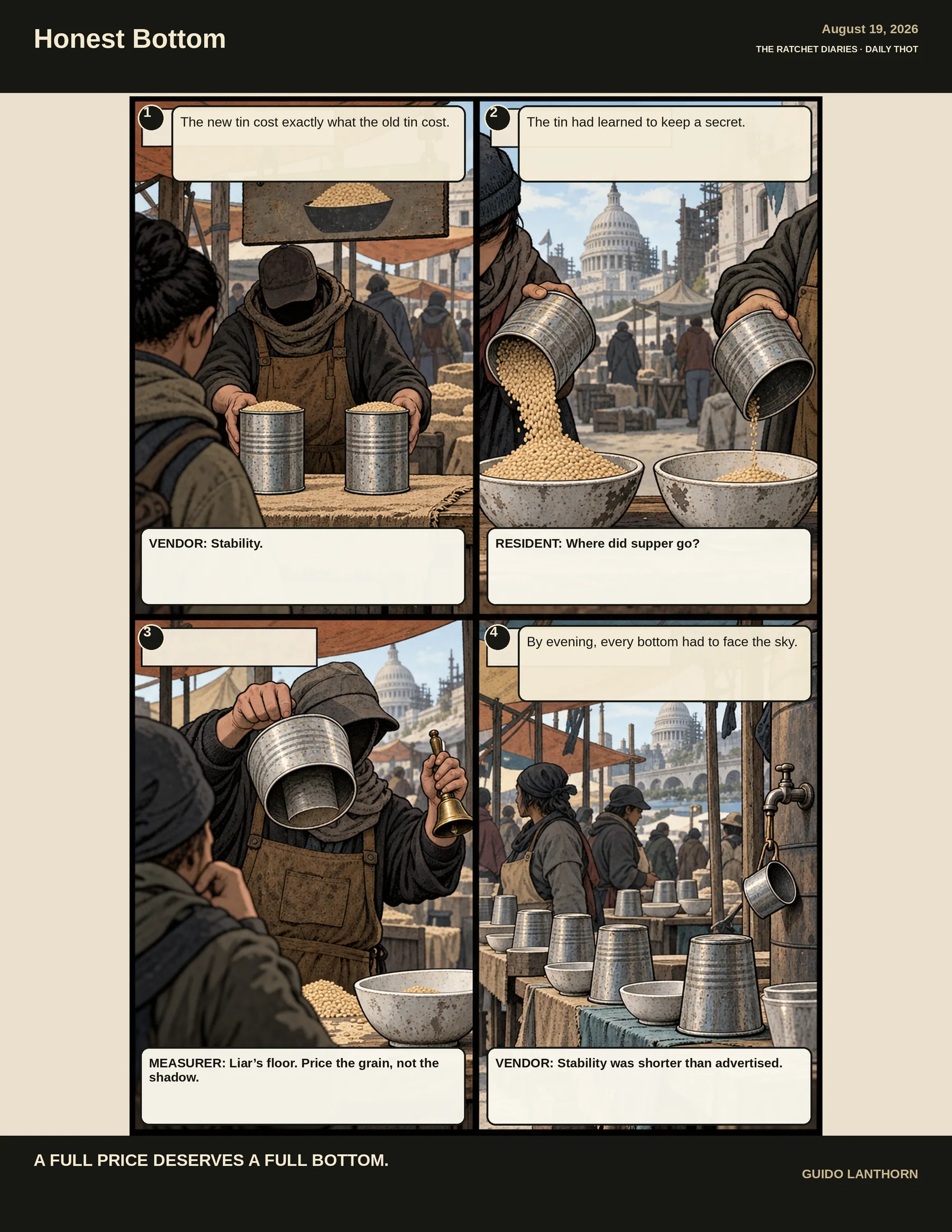 Honest Bottom comic by Guido Lanthorn. Full text follows below.