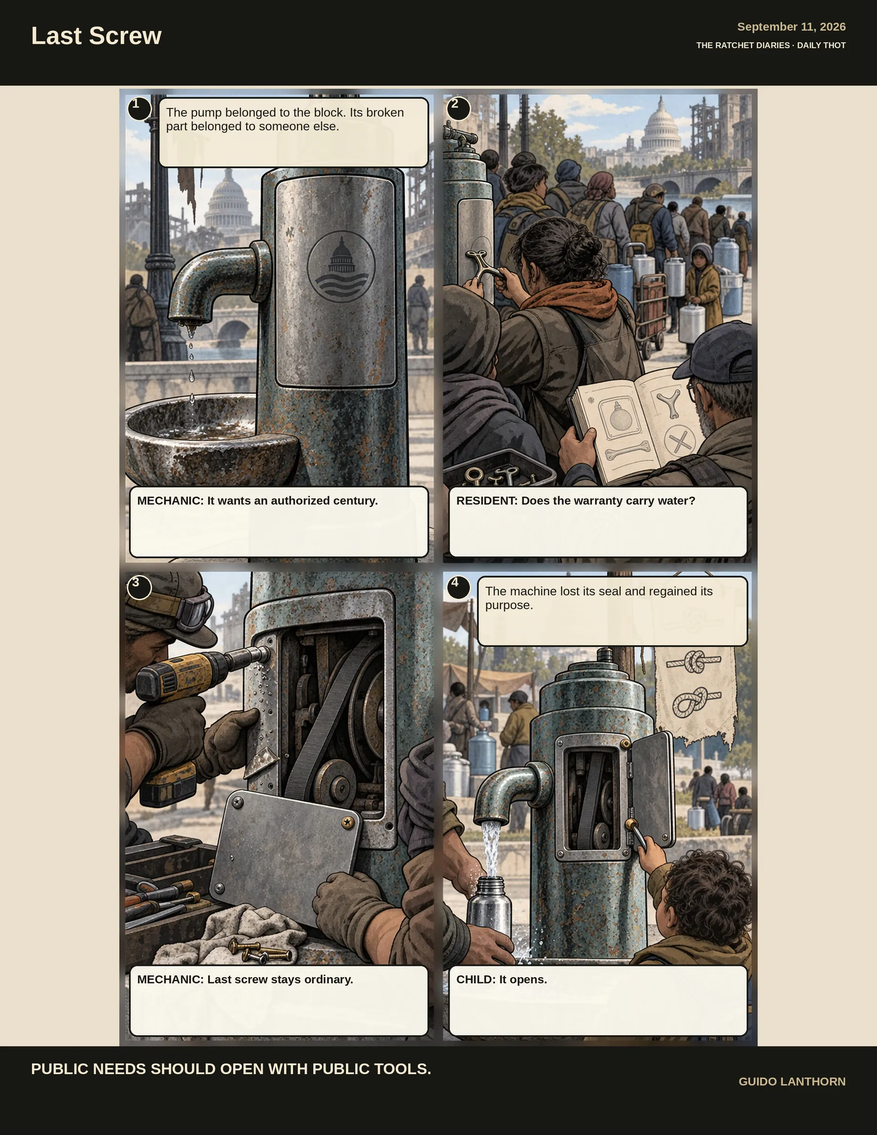 Last Screw comic by Guido Lanthorn. Full text follows below.